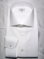 2022年02月12日受注 東京・世田谷区のK.K様 新規のお客様ですが国産の白ドビー織りで襟型はホリゾンタルワイドカラーになります。イベントで着用のようです(^^♪